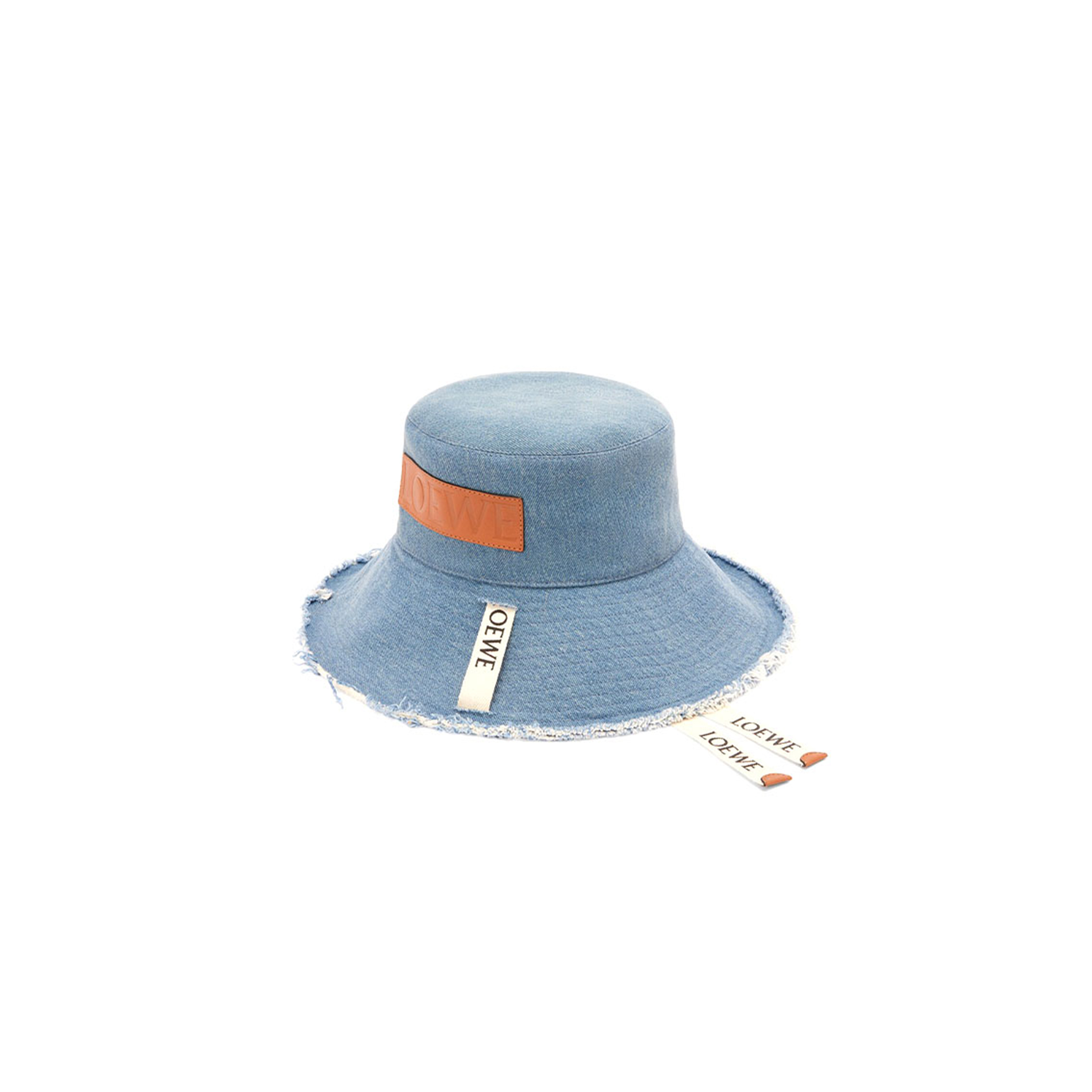 LOEWE HAT FRAYED FISHERMAN IN DENIM AND CALFSKIN K820HF1X66-5400